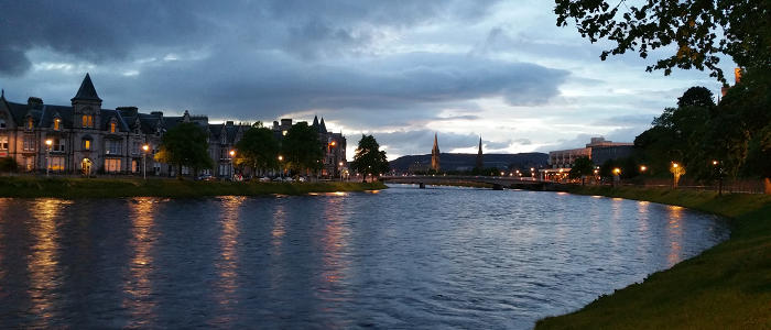 The River Ness in Inverness at dusk